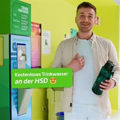 Wir versorgen euch an der HSD mit kostenlosem Trinkwasser mit den Trinkwasser Tankstellen der Stadtwerke Düsseldorf.